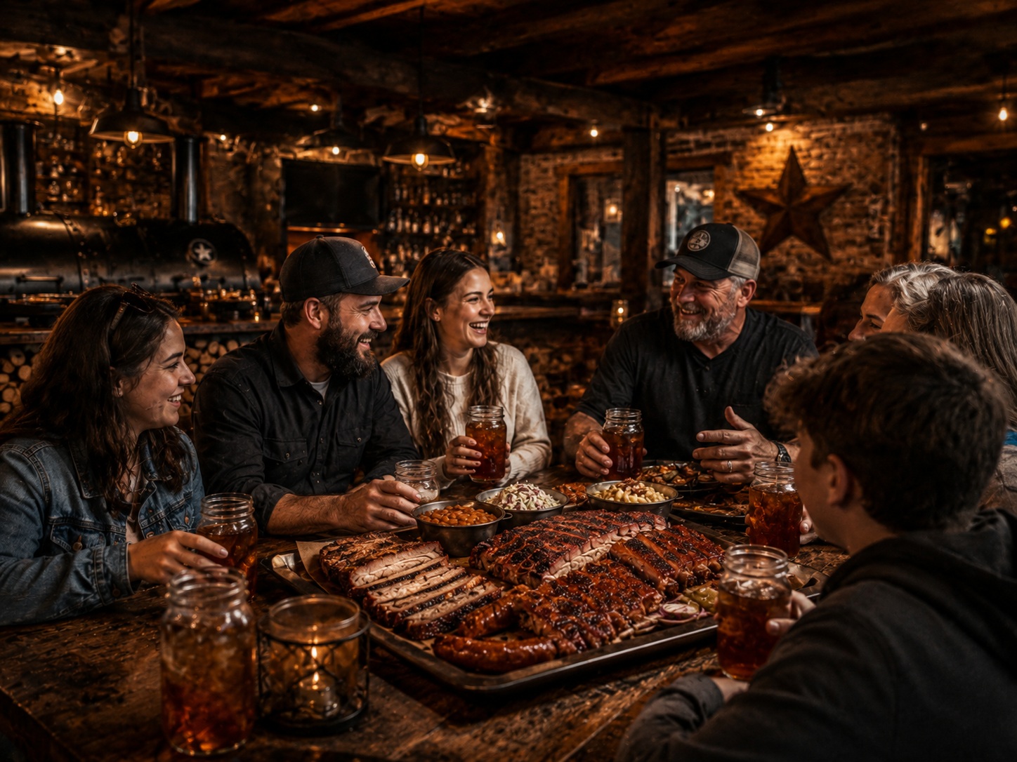 Family table BBQ platter