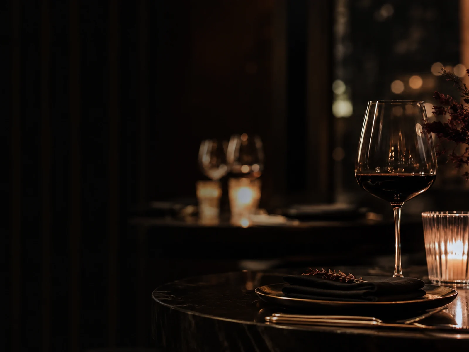 Candlelit wine table ambience