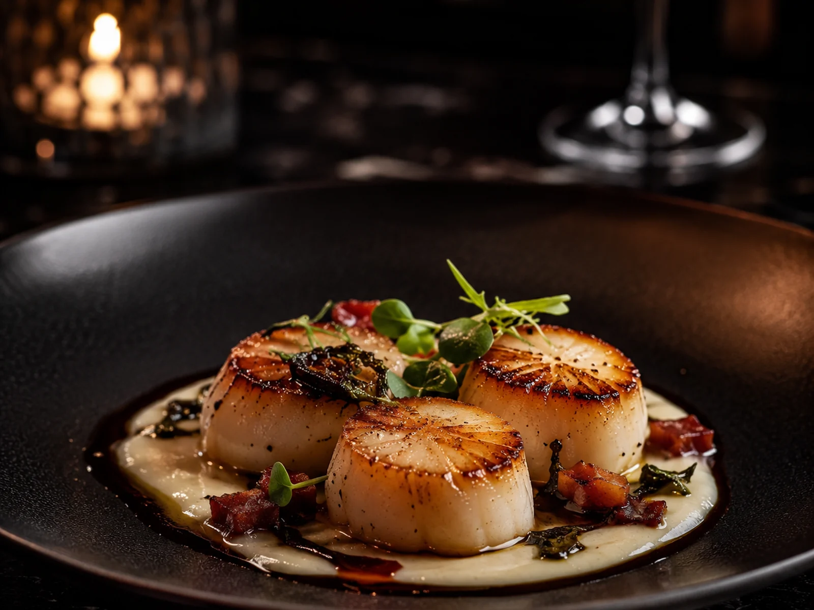 Candlelit scallop plate