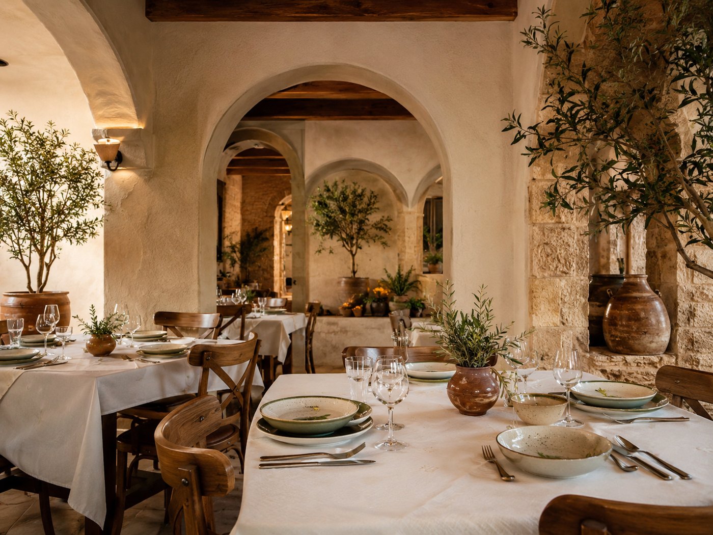Rustic arched dining room