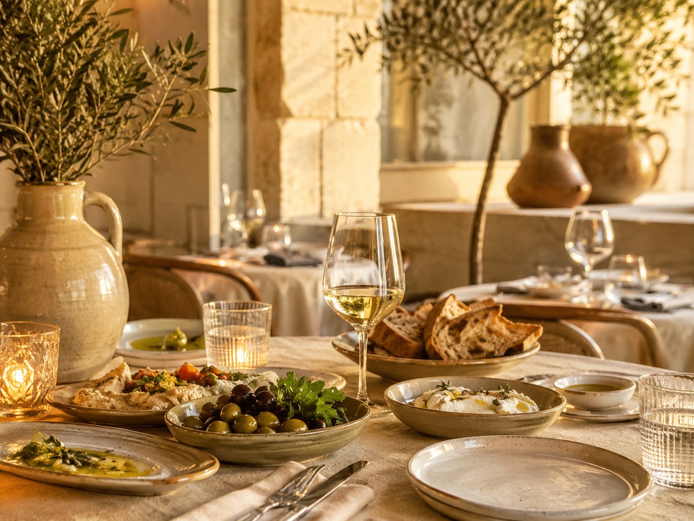 Warm sunlight dining table