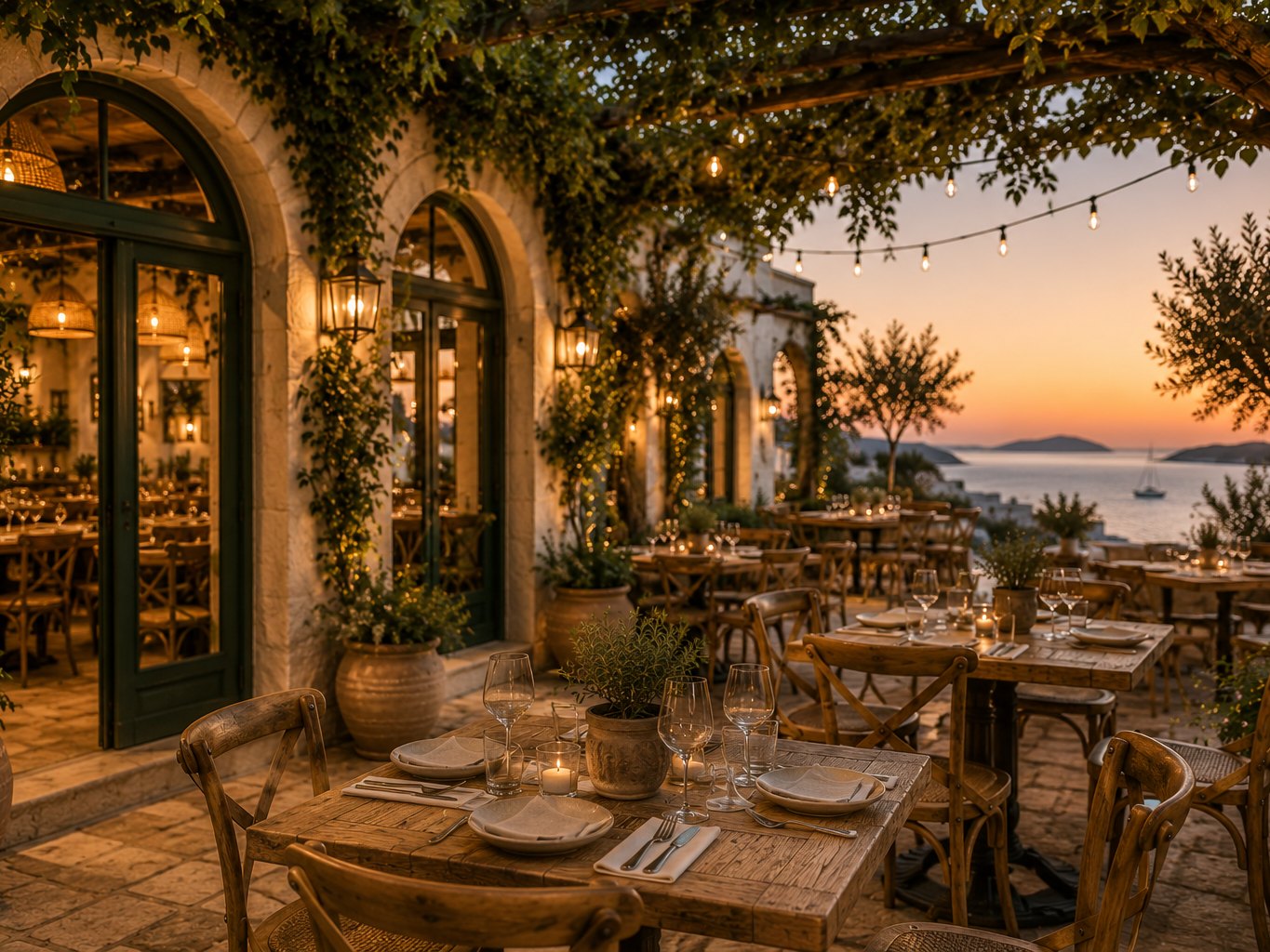 Sunset Mediterranean terrace