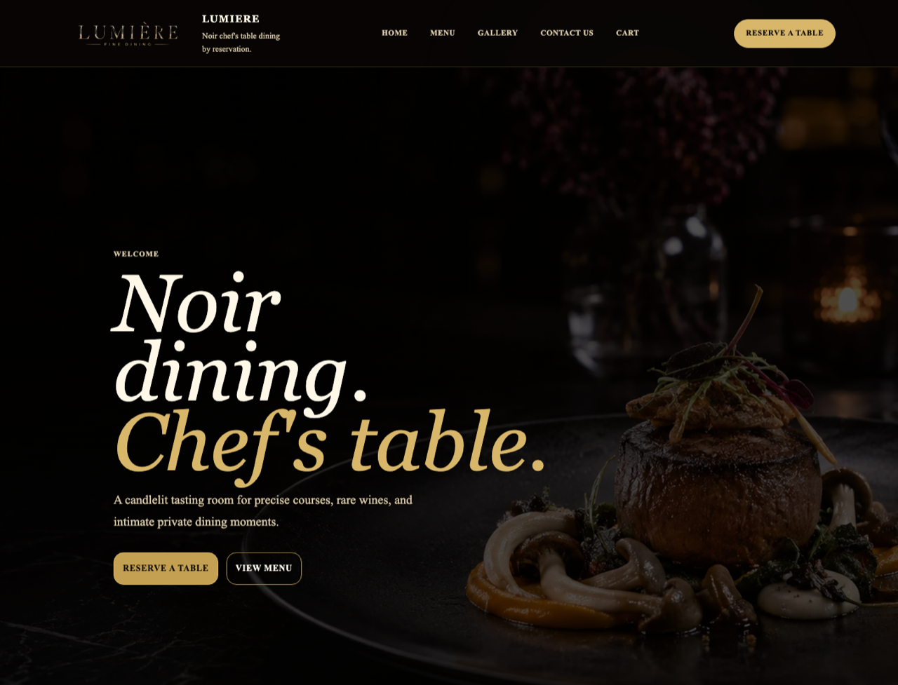 Luxury Fine Dining website thumbnail
